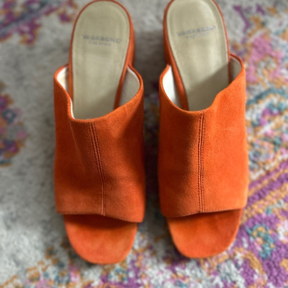 Vagabond Orange Suede Open-Toe Mule Heels - Picture 2 of 7